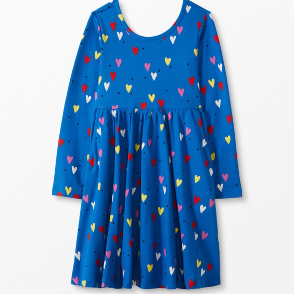 Hanna Andersson Valentines Print Skater Dress Blue size 8
